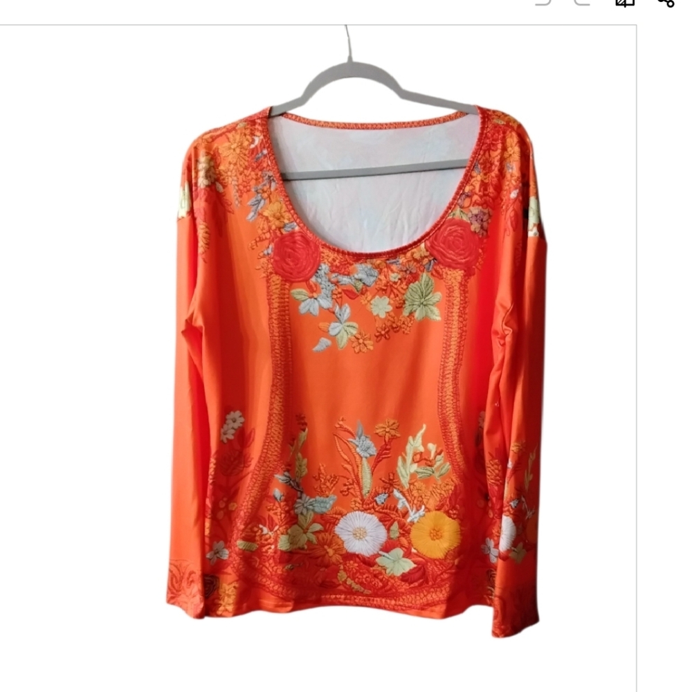 Floral Orange Women's Top Size XXLarge